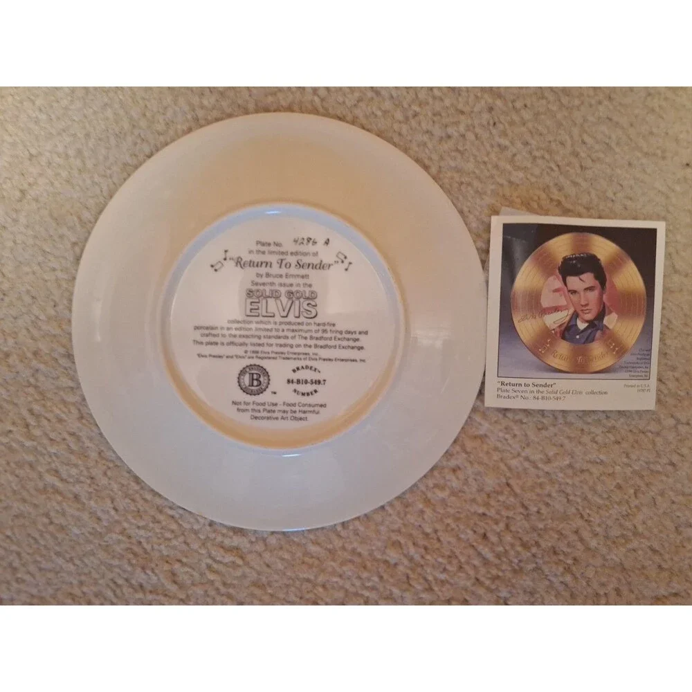 BRADFORD EDITIONS solid gold Elvis Return To Sender porcelain collectors plate